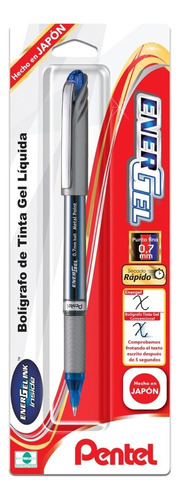 Bolígrafo Pentel Energel Bl27 Tinta Gel Líquida 0.7 Mm 1 Pza Color De La Tinta Azul Color Del Exterior Plateado