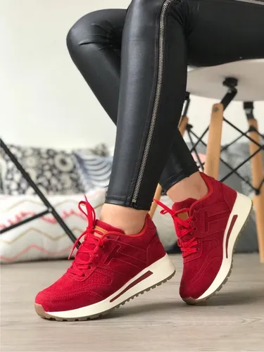 Zapatos rojos de mujer deportivos hot sale