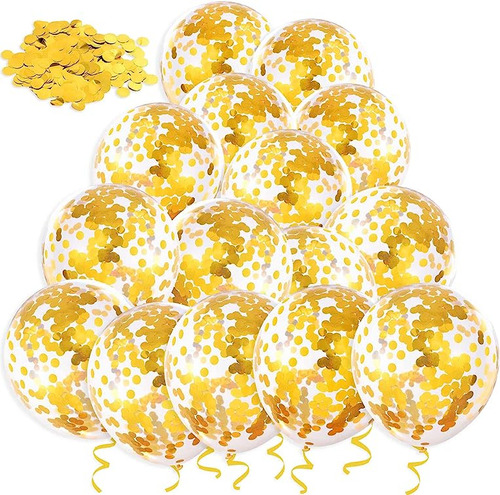 30 Globos Confeti Dorados Globos Latex Transparente 12 Pulga