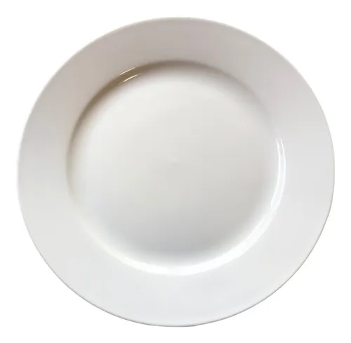 Plato Llano C/ Ala 20,8 Cm Cerámica Blanca Bg