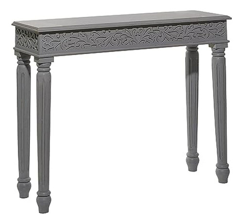 Mesa De Consola Tallada En Madera, 36  X 12  X 30 , Gris