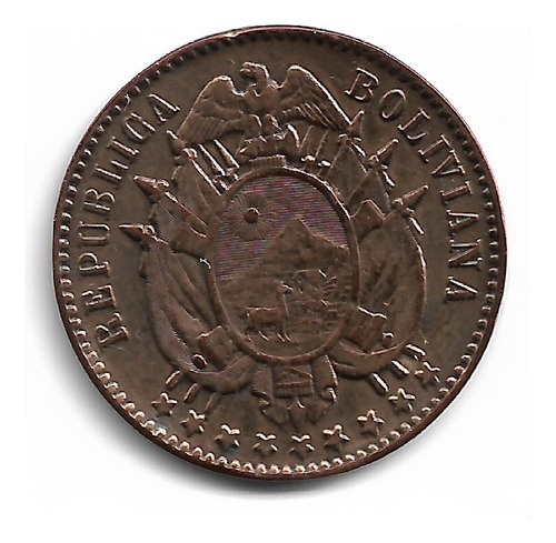 Bolivia Centavo 1883 A Cobre  Km# 167 Exc