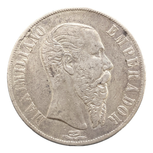 Moneda Un Peso Maximiliano Plata Original 1866 Mo 