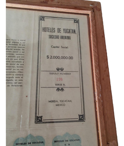 Acciones Hoteles Yucatan Coleccionable (Usado)