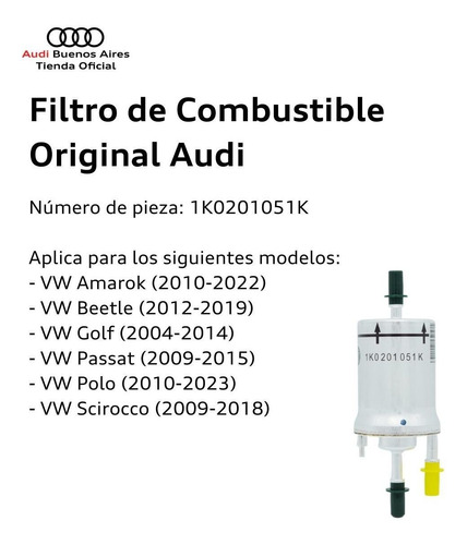 Filtro De Combustible Original Amarok 2010 Al 2022 Audi