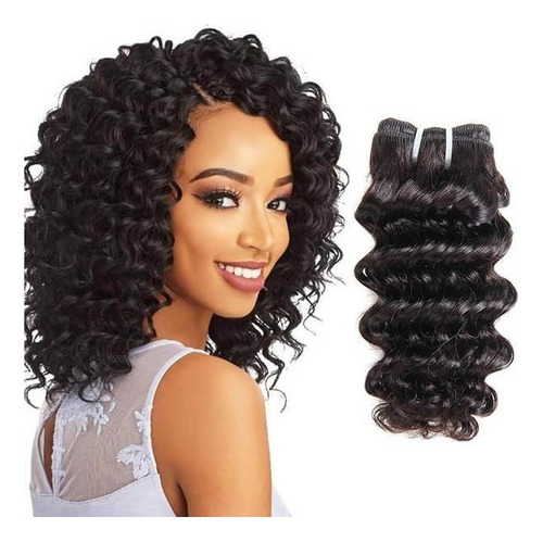 Tejido Cabello Humano Onda Profunda 20cm 3 Paquetes 150g