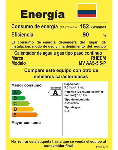 Calentador De Agua 5.5lt Gas Propano Tiro Natural Rheem