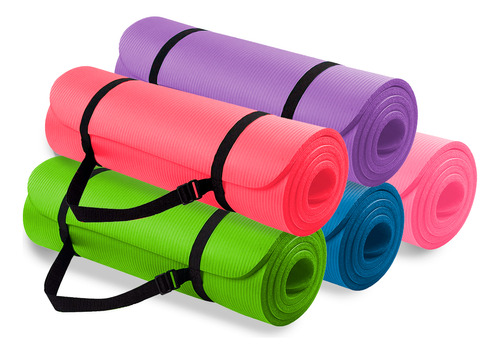 Yoga Mat Colchoneta + Cinta P/ Transport 173x61x10mm Color Verde