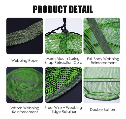 Jaula Plegable Para Peces Trampa De Malla De Plegable Fácil