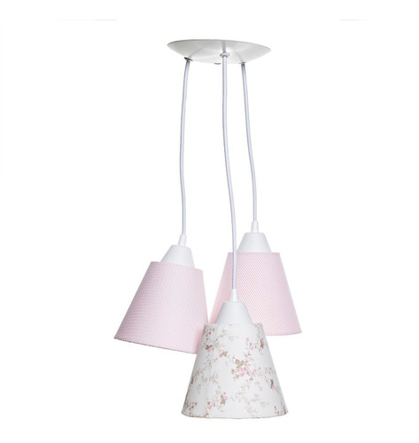 Pendente Lustre 3 Cúpulas Para Decoração Quarto Bebê Menina