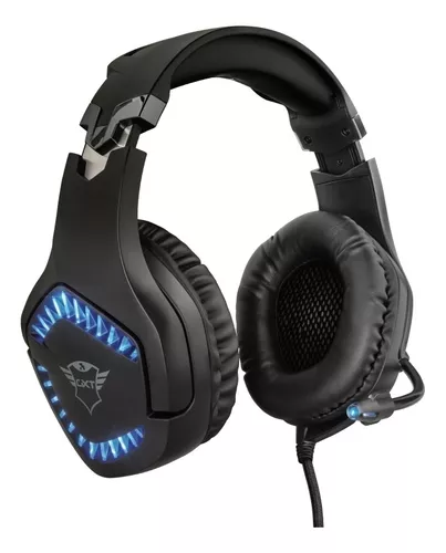 Headset Gamer Trust Gxt 460 Varzz Iluminado Preto Led Azul