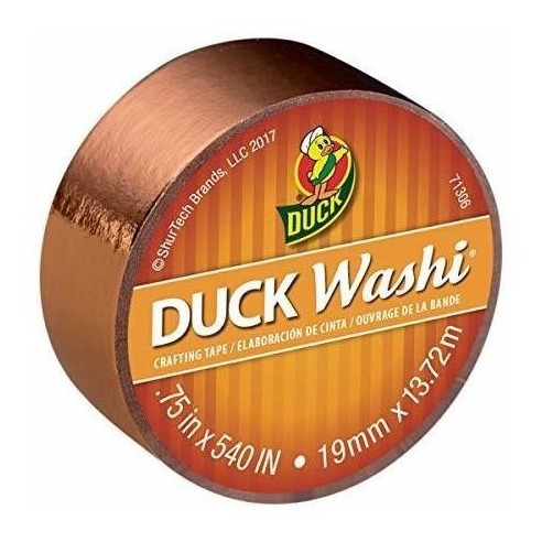 Imagen 3 de 6 de Cinta Washi De Pato Para Hacer Y Decorar, Cobre Metalico, 0.