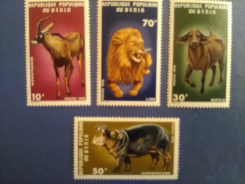 Estampilla Únicas En Argentina Animales S/uso Benín 1976x4