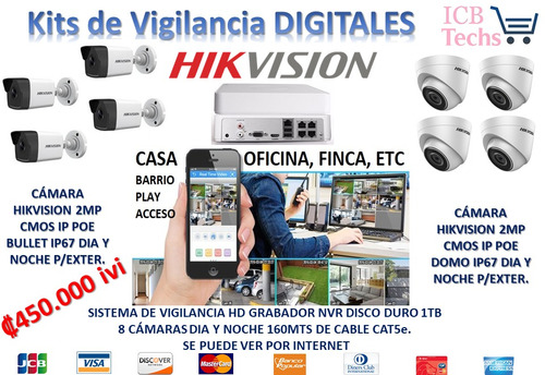 Sistema De Seguridad Nvr Hikvision 8 Cámaras Digitales 1tb 1