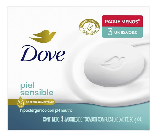 Jabón Dove Piel Sensible X3 Multipack 90 G