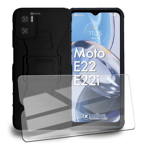 Funda P/ Moto E22/ E22i, Uso Rudo Clip + Mica