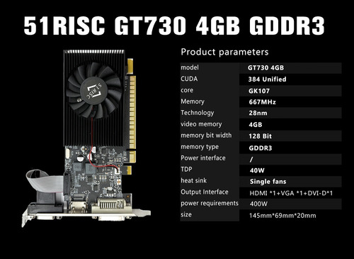 Tarjeta De Vídeo 51risc Geforce Gt730 4g Ddr3 Pcie Lp