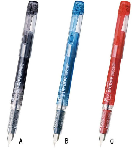 3 Plumas Estilograficas Punta Mediana Tinta Negra Preppy