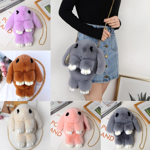 Mochila Escolar Para Niños Con Forma De Conejo De Peluche, R Color Gris