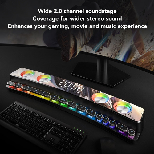 Altavoz Rgb Pc Bar Bluetooth Para Computadora, Subwoofer De