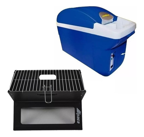 Parrilla Carbón Plegable + Heladera 12v Portátil Pintumm