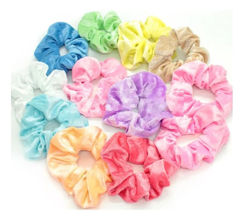 Pack 12 Colet Scrunchie Plush Grande Varios Colores 