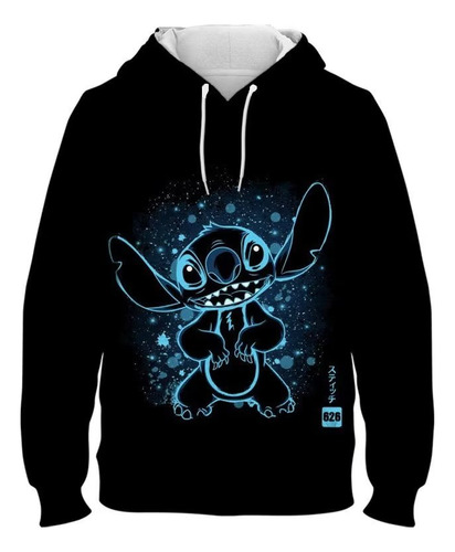 Sudadera Holgada Con Estampado De Anime Cute Stitch Dark