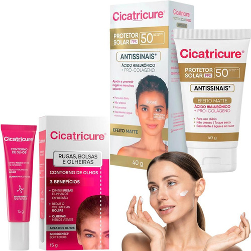 Kit Cicatricure Protetor Solar Antissinais Creme Antirrugas