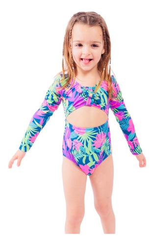 Malla Entera Niña Uv Upf50+ Miami Mangas Largas Tropical