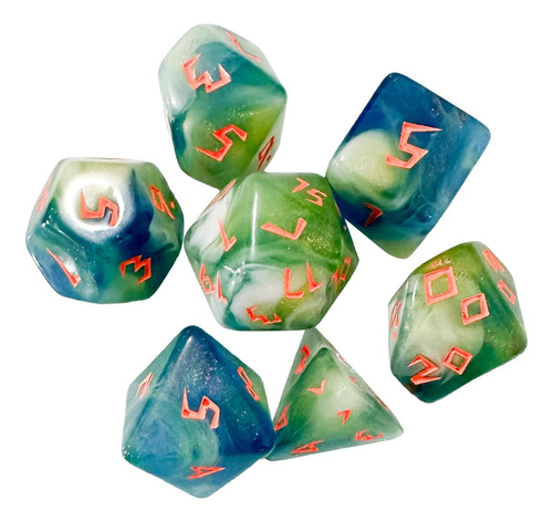 3 X 7 Dados Poliédricos Acrílicos Para Fiesta, Estilo D