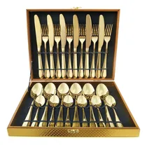 Comprar Kit Faqueiro Maleta De Talheres Inox 24 Peças Dourado Luxo