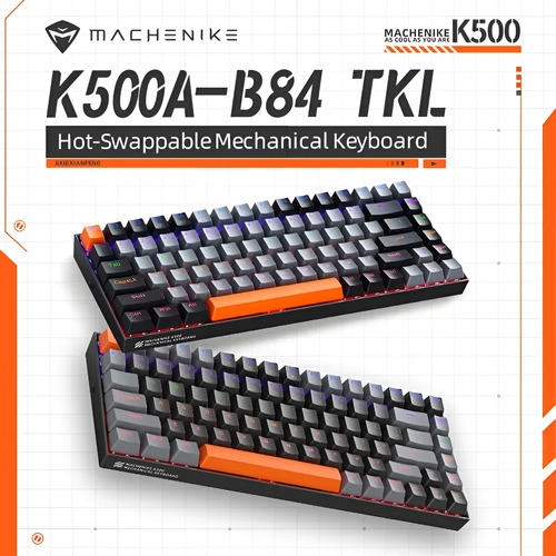 Teclado Mecânico Gamer Machenike K500 B84 Switch Red Rgb Cinza/preto Inglês