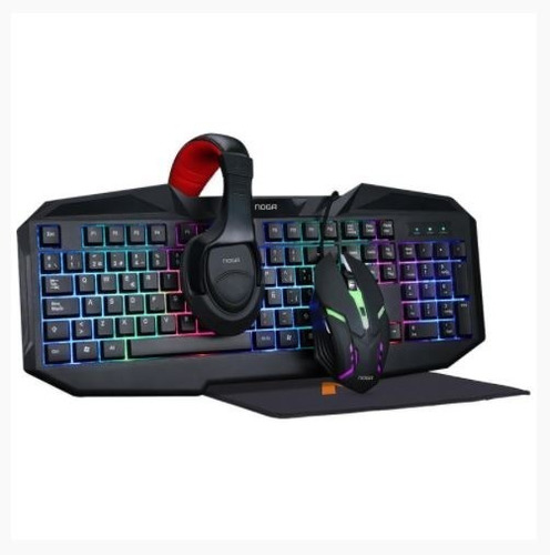 Combo Noga Gamer Pc Teclado Mouse Auriculares Pad Nkb-403