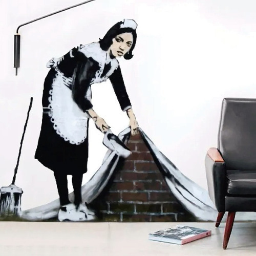 Vinilo Decorativo Banksy  Maid   (120cm Alto X 170cm Ancho) Color Multicolor