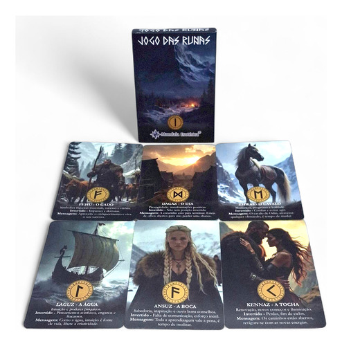 Baralho Jogo Das Runas 25 Cartas Plastificadas Detalhadas