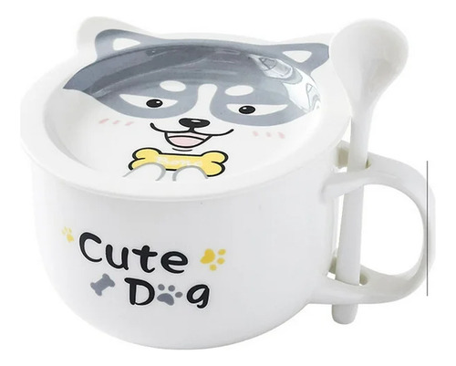 Taza Con Tapa Plato Y Cuchara Kawaii En Forma De Animalito