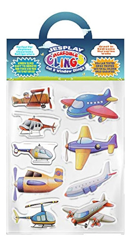 Planes & Helicopters Gel Window Clings For Kids - Windo...