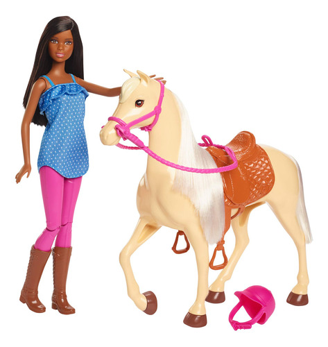 Barbie Muñeca, Morena Y Caballo, Regalo Para Niños De 3 A.