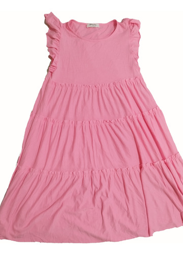 Vestido Solero Volados Largo Mujer Rosa