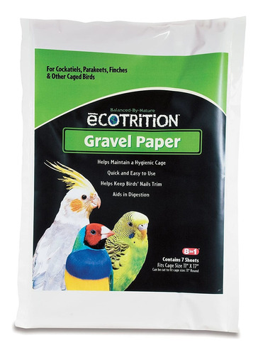 Ecotrition Gravel Paper For Birds, 8 3/4 X 13 3/8, 7-count (