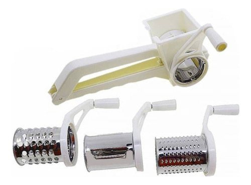 Ralador E Fatiador Queijo Manual Manivela Inox 3 Em 1