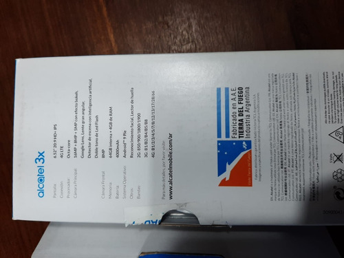 Celular Alcatel 3x 64 Gb Rom + 4 Gb De Ram Hd+ Ocho Núcleos