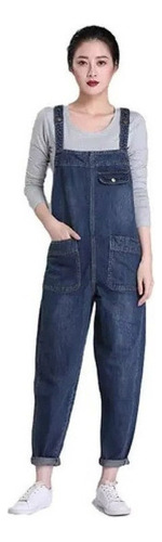 Mono Jeans Mujer Tallas Grandes Cargo Multibolsillos