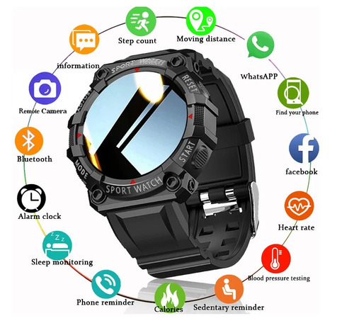 Reloj Inteligente Fd68 Smartwatch Tipo Uso Rudo Notificaciones Bluetooth Isdewatch Negro