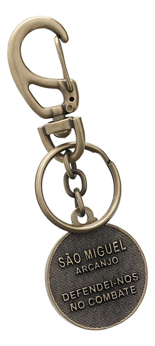 Chaveiro São Miguel Arcanjo Ouro Velho Com Mosquetão Ar9688