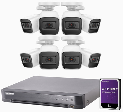 Kit Seguridad Dvr Hikvision 8 Camaras Full Hd Disco Rigido 1tb