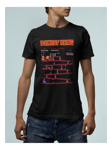 Polera Unisex Mario Bros Donkey Kong Barril Game Estampado