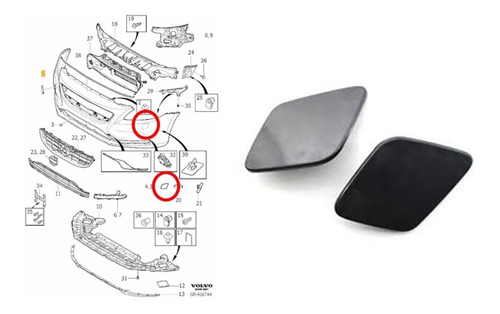 Tapa Lava Optico Parachoque Delante Volvo V40 ( El Par)