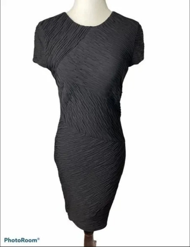 Vestido Negro Estilo Formal Textura Corrugada De Diseñador
