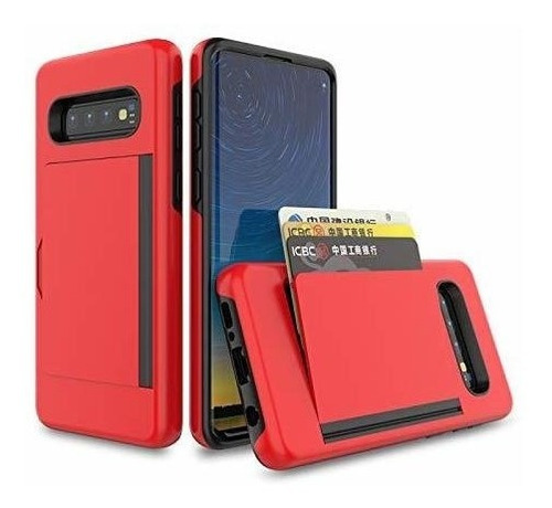 Funda Para Galaxy S10 Plus Porta Tarjetas Rojo